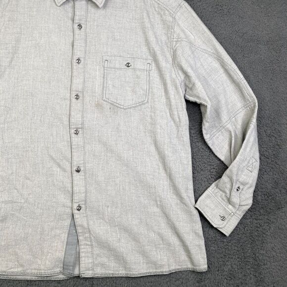 Kuhl Uproar 5 Panel Shirt Waffle Knit Gray Button Up Long Sleeve Mens XXL 7211 - Picture 3 of 14